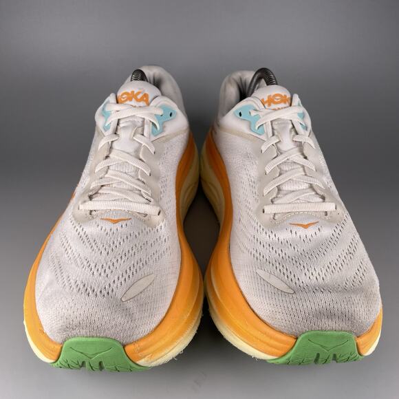 Hoka One One Bondi 8 Men’s 10.5 D Blanc De Blanc Solar Running Sneakers Shoe GUC - Picture 2 of 9